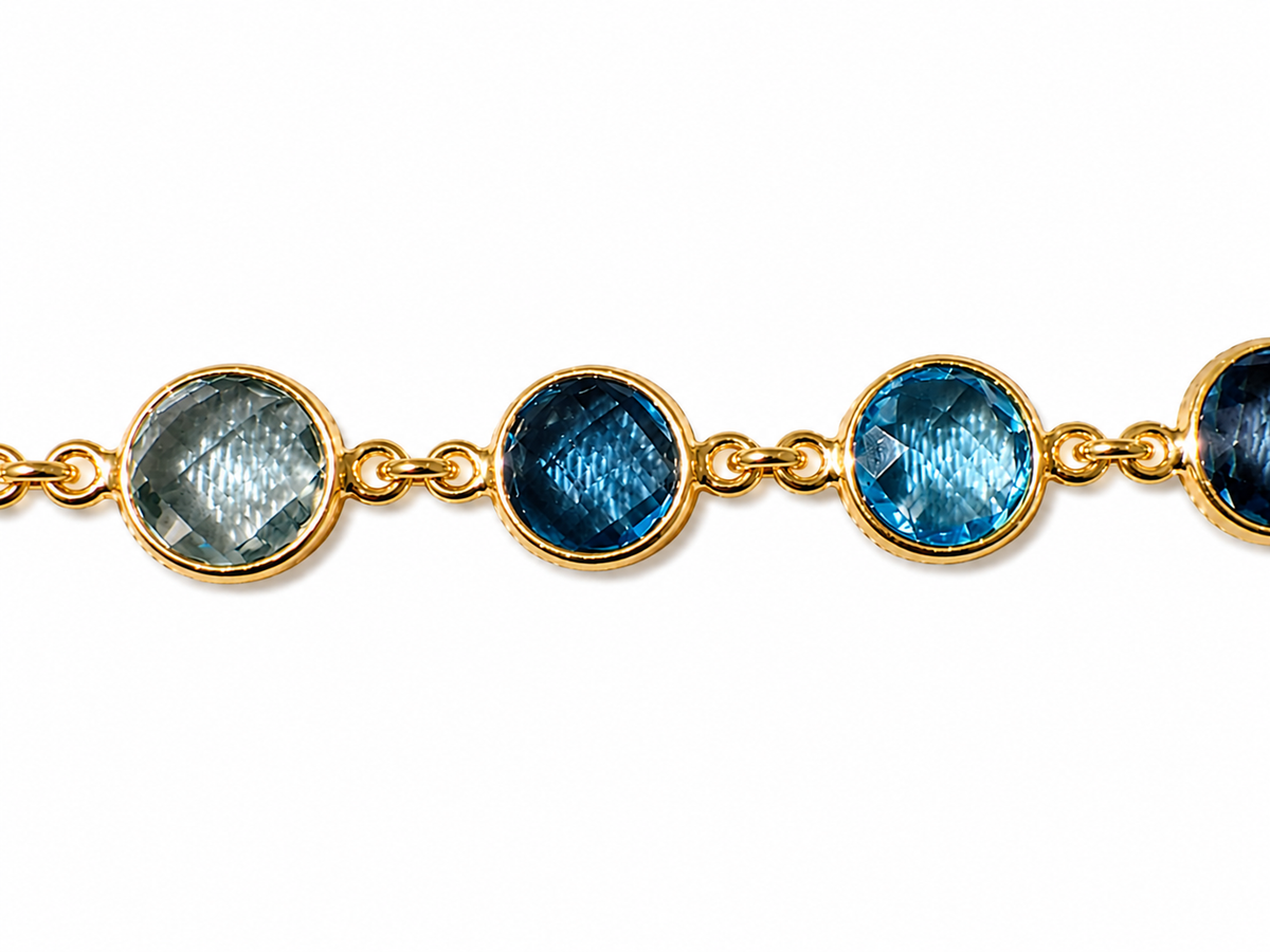 14k Blue Stones Gold Bracelet 5.9 grams 8.5 inches