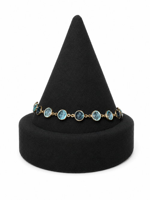 14k Blue Stones Gold Bracelet 5.9 grams 8.5 inches