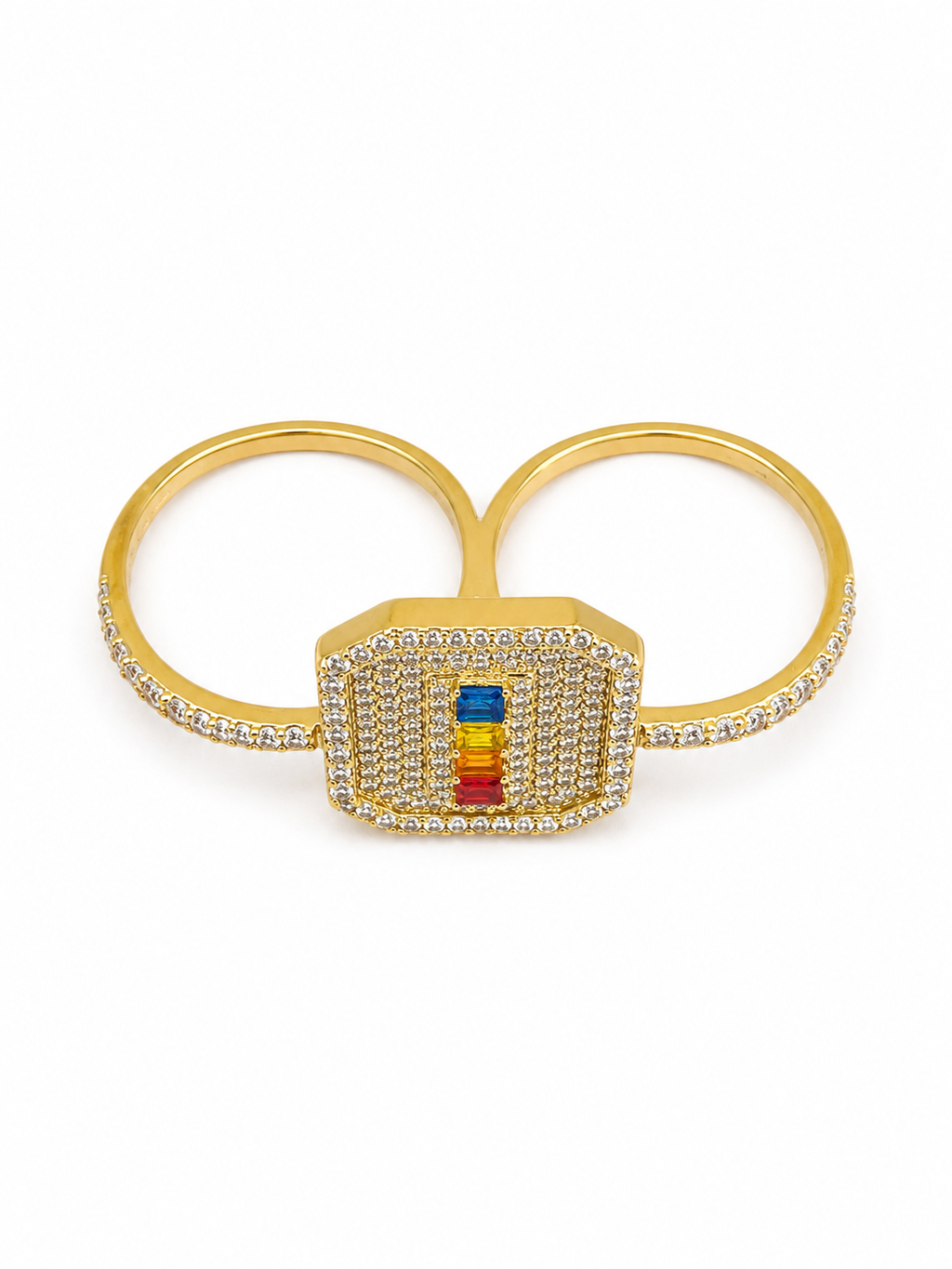 18k Double Ring Size 7.5 and 7 5.89 grams