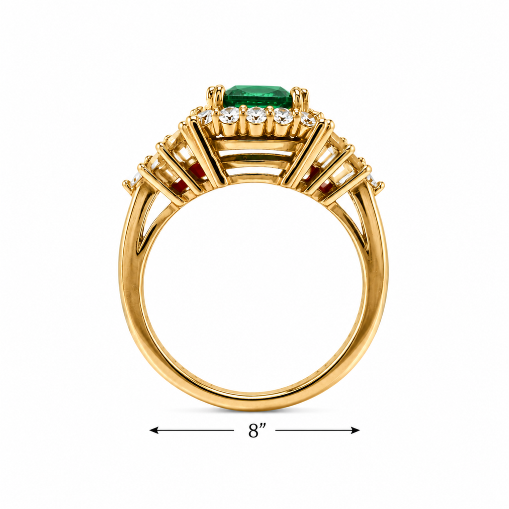 Green Size 8 Ring 18k 4.85 grams