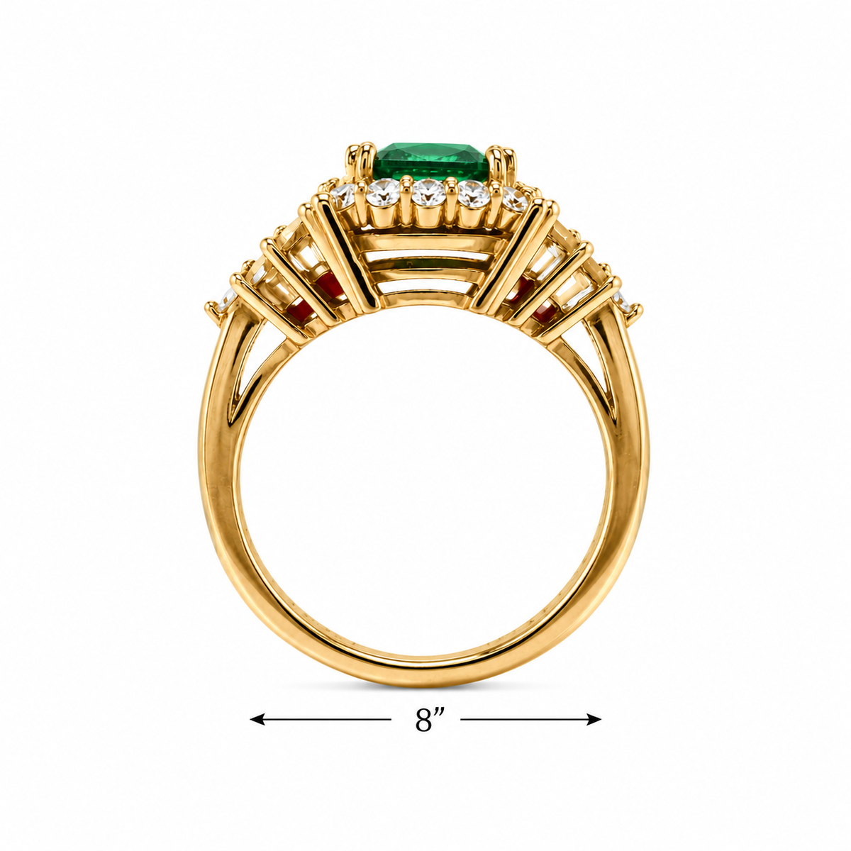 Green Size 8 Ring 18k 4.85 grams