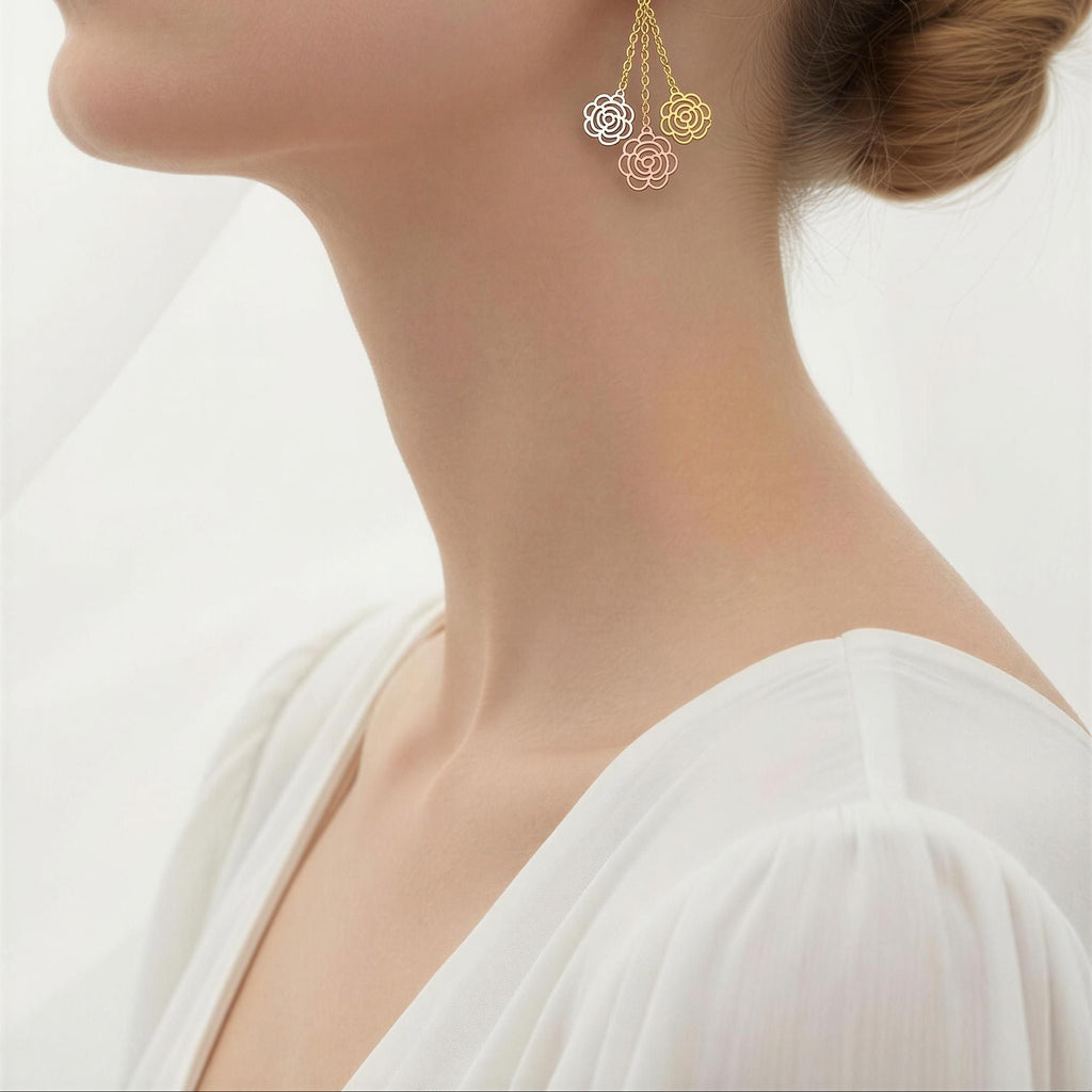 Colorful Gold Flower Earrings 4.55 grams 18k