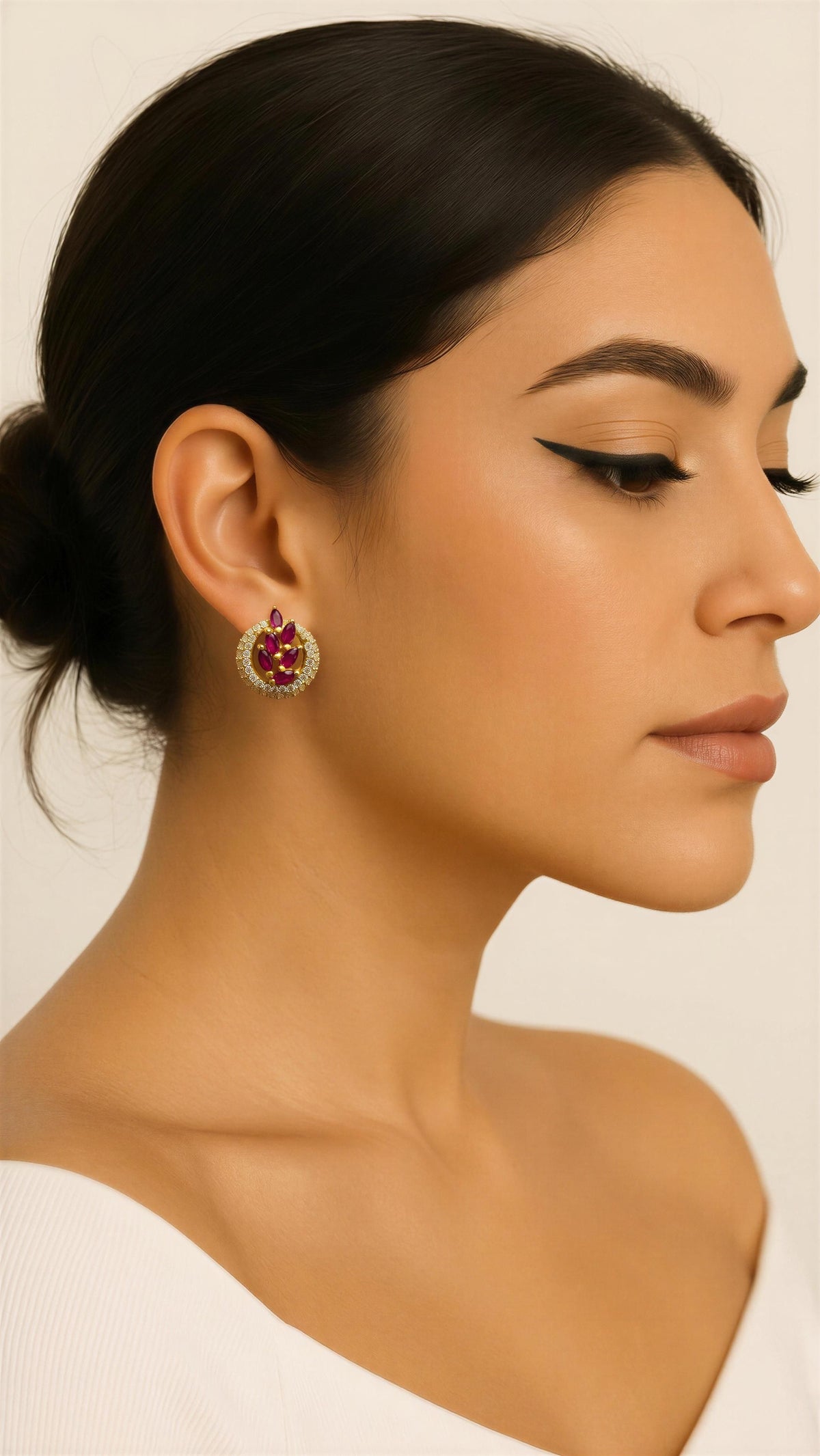 18k Purple Stone Earrings 4.54 grams