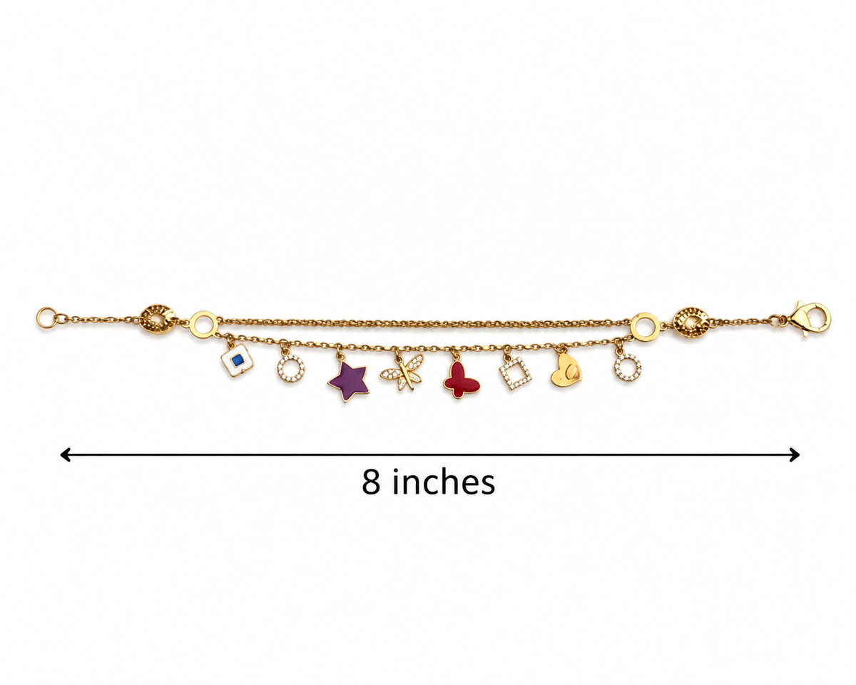18k Gold Colorful Style Bracelet  11.8 grams 8 inches