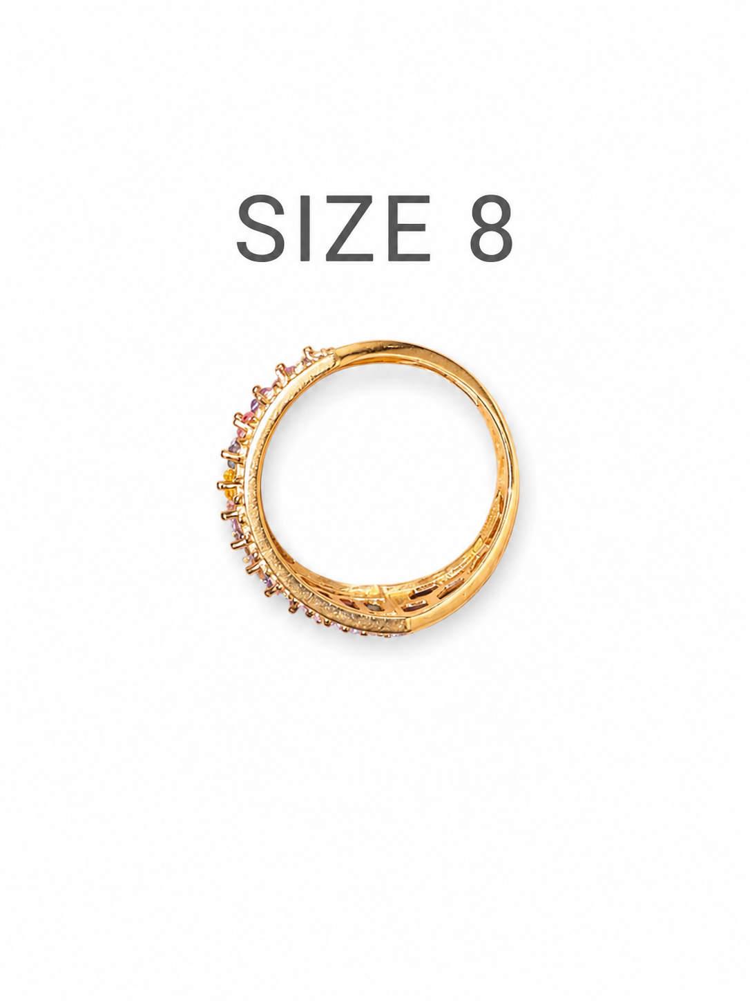 Size 8 Colorful Stone 18k Gold Ring 5.21 grams