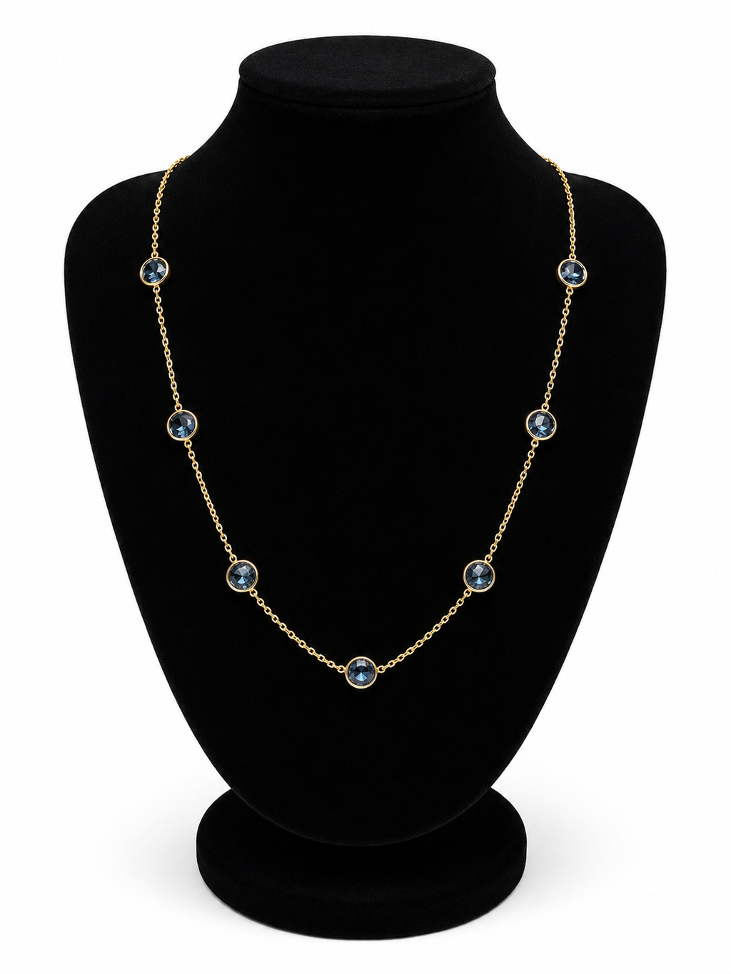 Blue Stone Gold 14k Necklace 4.5 grams 7.5 inches