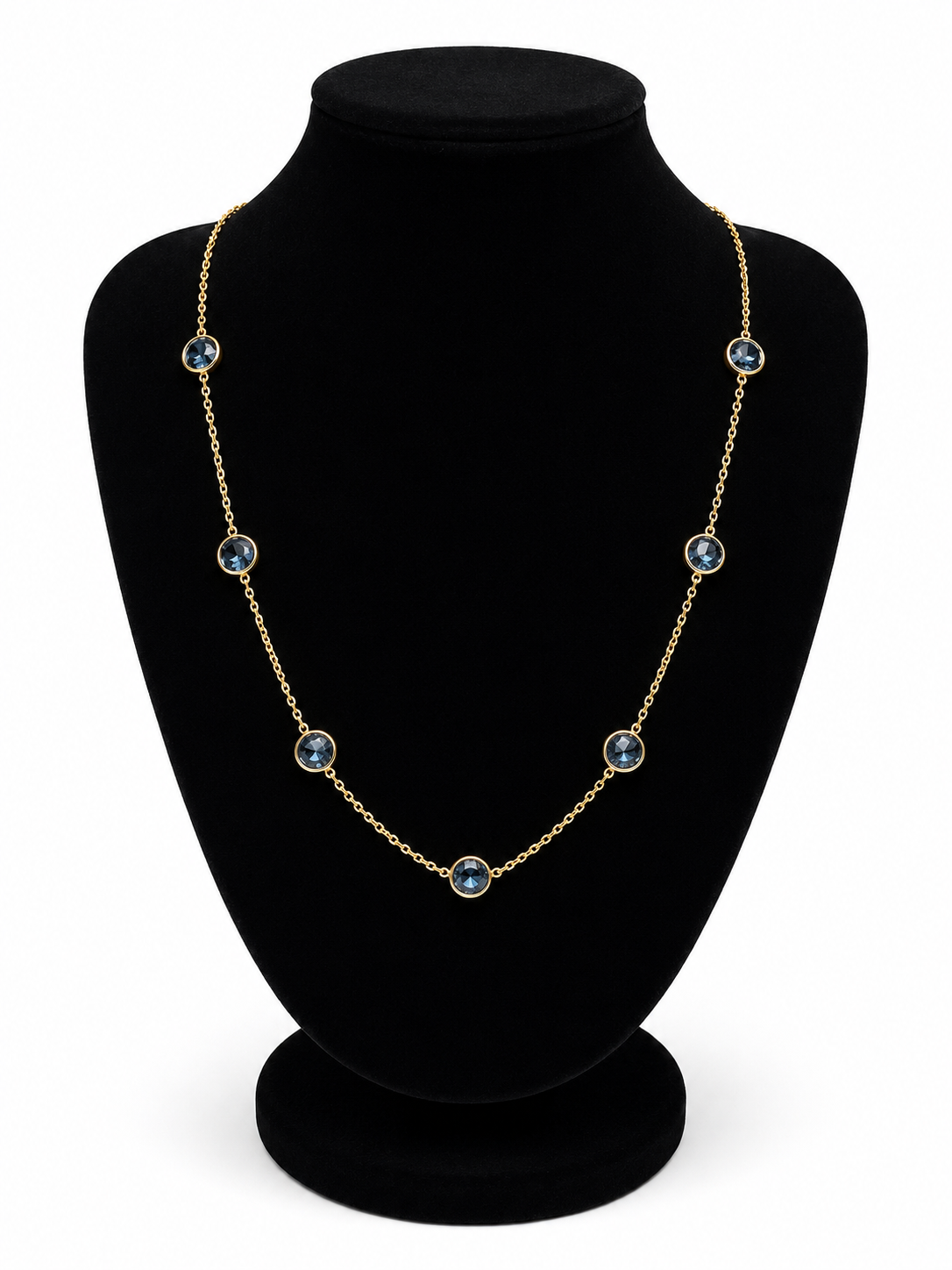 Blue Stone Gold 14k Necklace 4.5 grams 7.5 inches