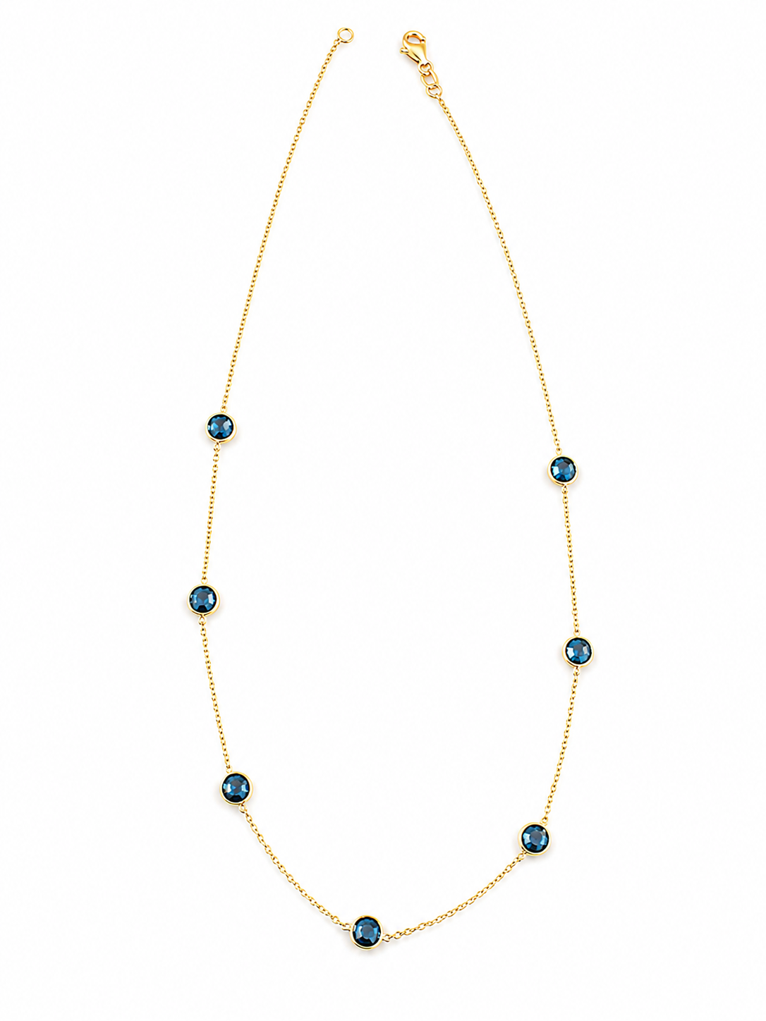 Blue Stone Gold 14k Necklace 4.5 grams 7.5 inches