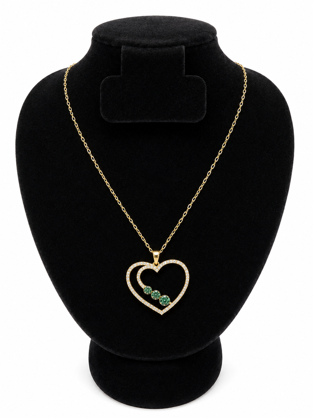 Green Stone Heart 18k Necklace Gold 7.28 grams SOLD OUT