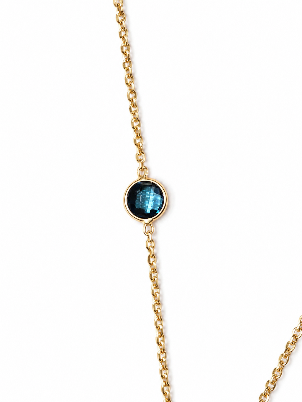 Blue Stone Gold 14k Necklace 4.5 grams 7.5 inches