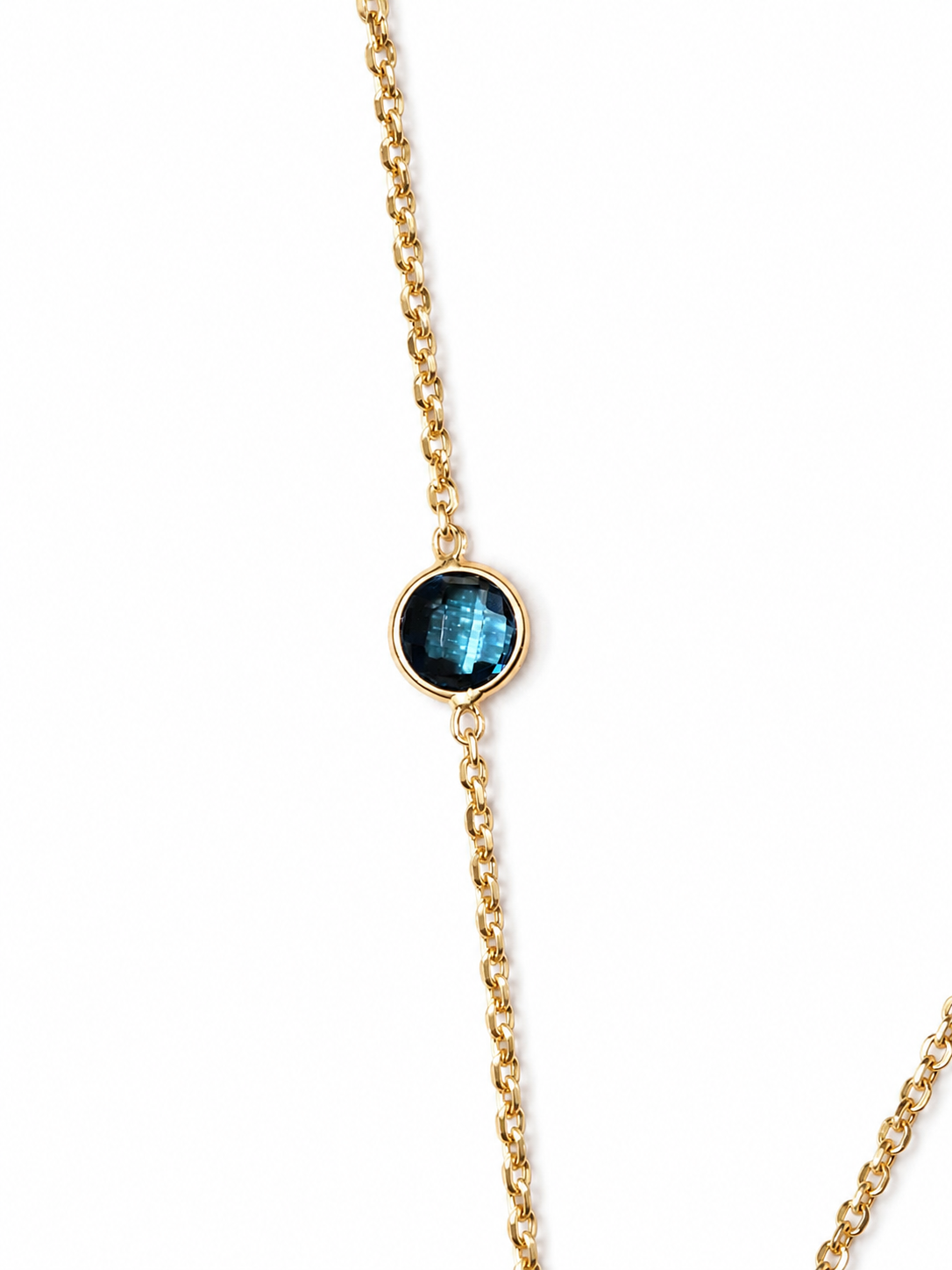 Blue Stone Gold 14k Necklace 4.5 grams 7.5 inches