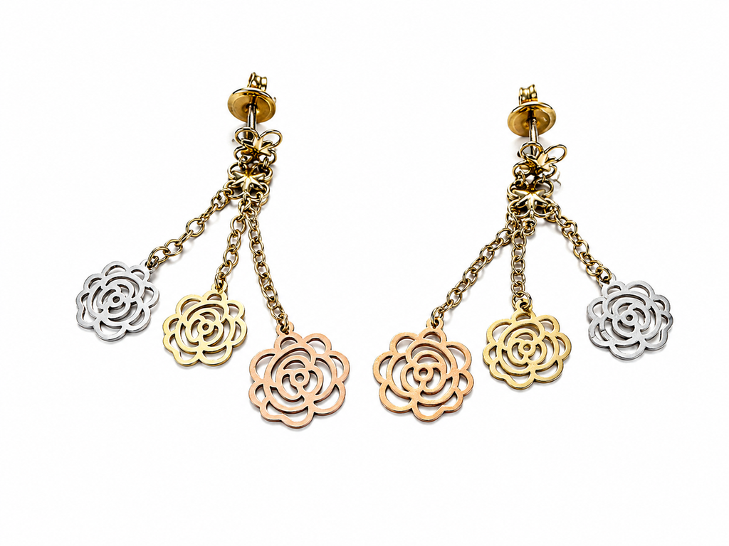 Colorful Gold Flower Earrings 4.55 grams 18k