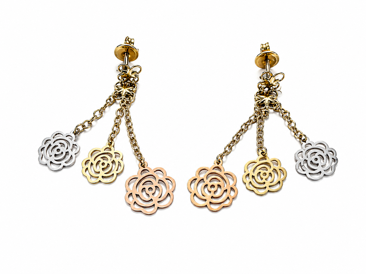 Colorful Gold Flower Earrings 4.55 grams 18k