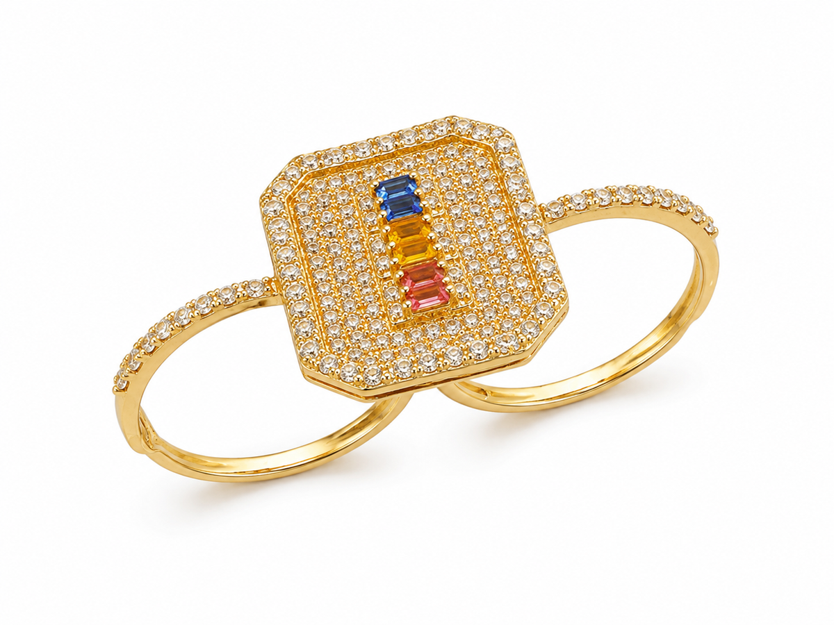 18k Double Ring Size 7.5 and 7 5.89 grams