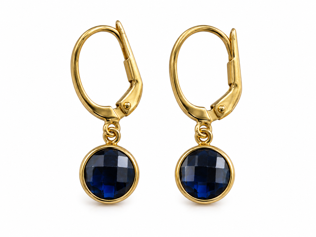 Blue 14k Gold Stone Earrings XXX 2.22 grams