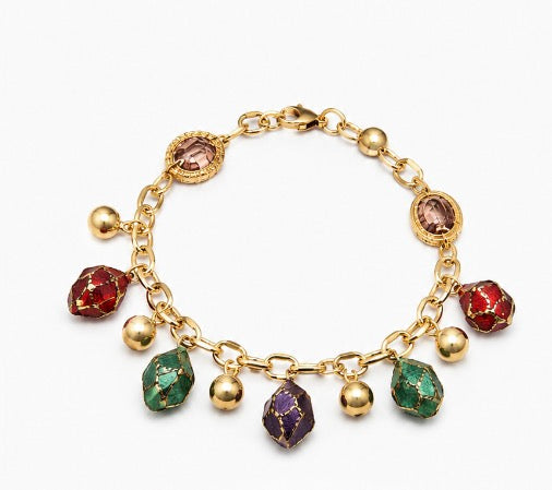 18k Gold Colorful Stones Bracelet 11.58 SOLD OUT