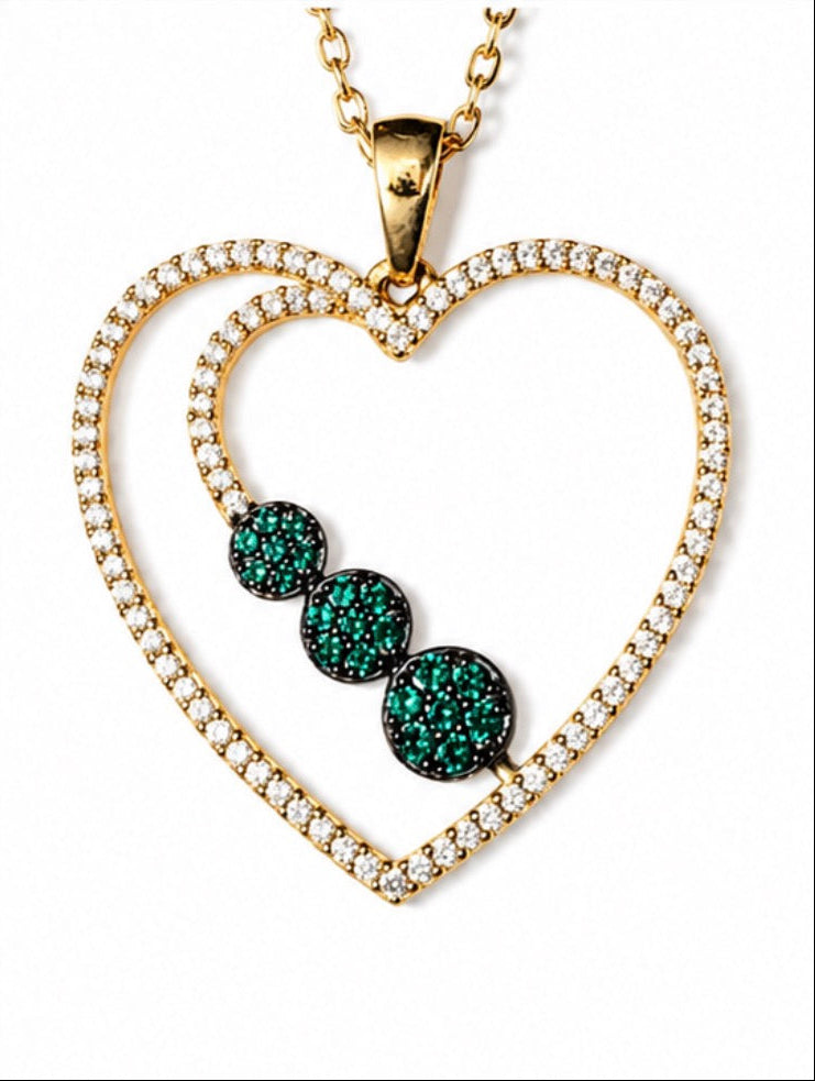 Green Stone Heart 18k Necklace Gold 7.28 grams SOLD OUT