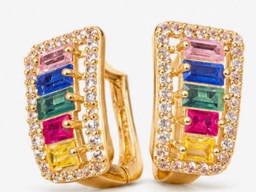 18k Colorful Stone Earrings 4.6 grams