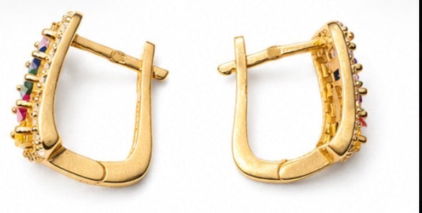 18k Colorful Stone Earrings 4.6 grams