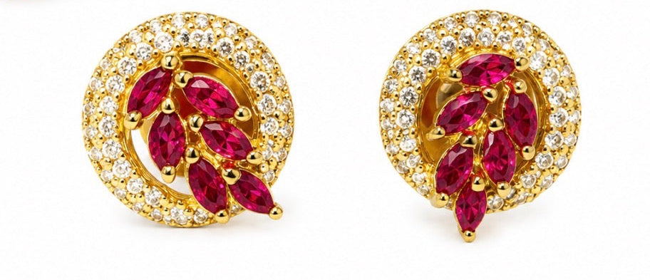 18k Purple Stone Earrings 4.54 grams