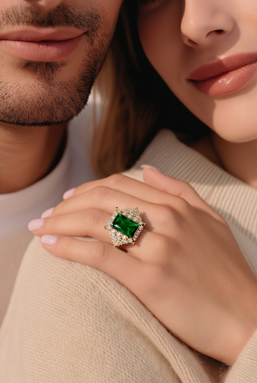 Green Size 8 Ring 18k 4.85 grams