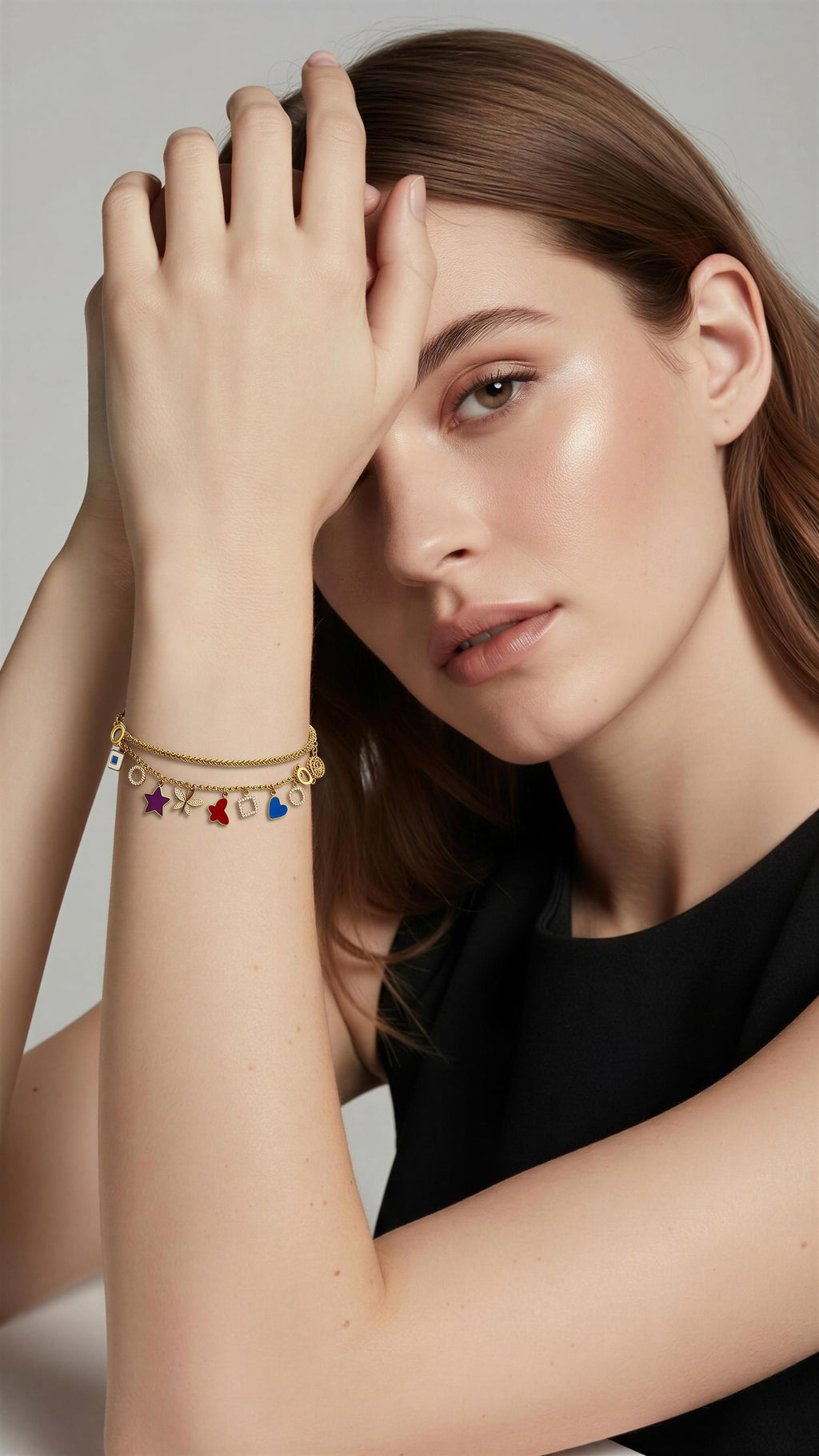 18k Gold Colorful Style Bracelet  11.8 grams 8 inches