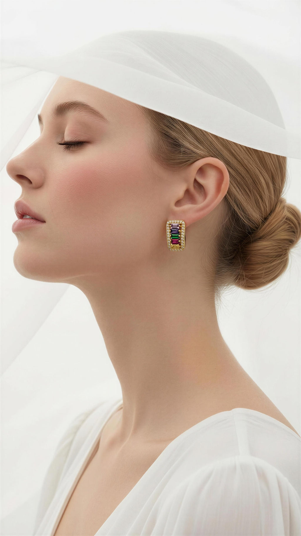 18k Colorful Stone Earrings 4.6 grams